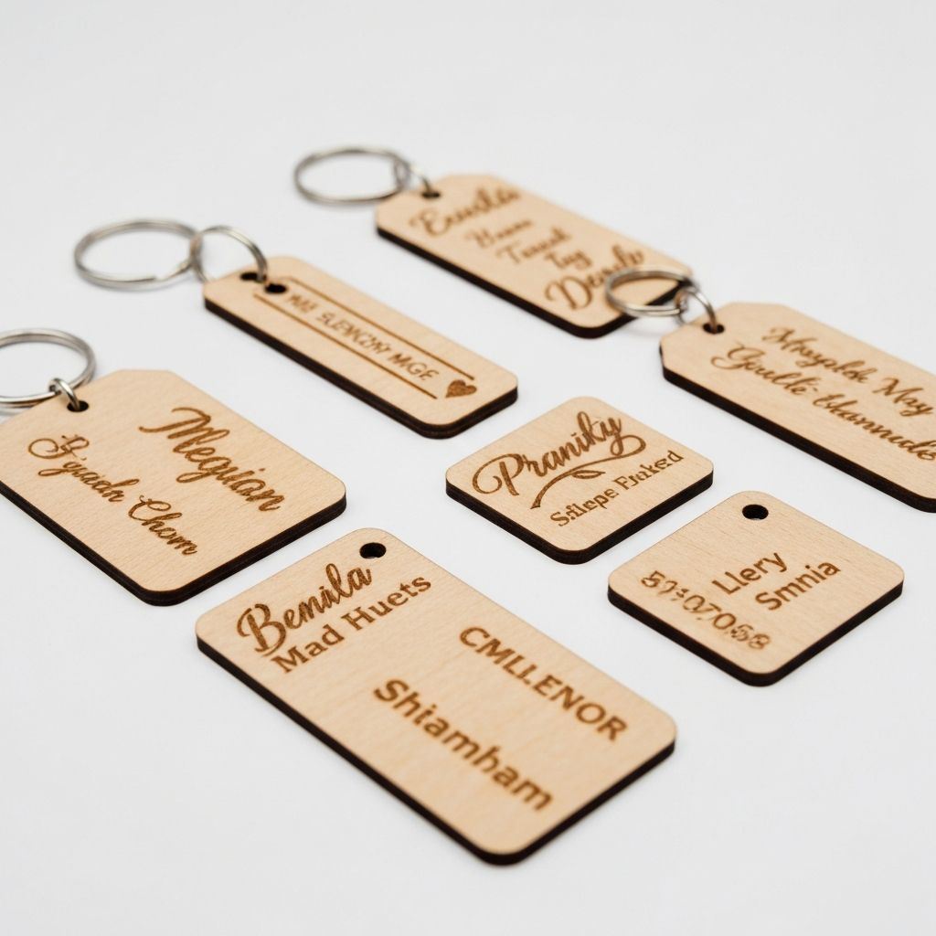 Chaveiros personalizados em MDF gravados a laser